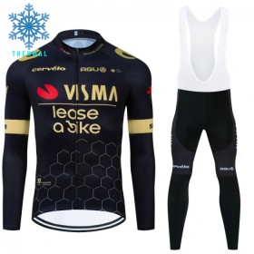 Cykeltøj Langærmet + Bib Cykelbukser Vinter 2024 Jumbo-Visma Lease A Bike Sort